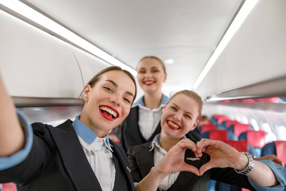 flight attendants at work