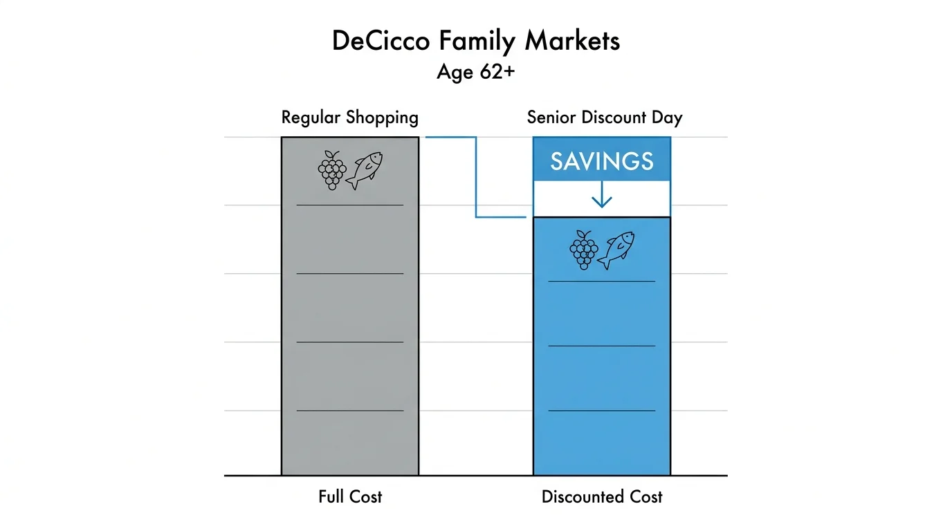 A minimalist chart comparing regular grocery costs to senior discount costs at DeCicco Family Markets.